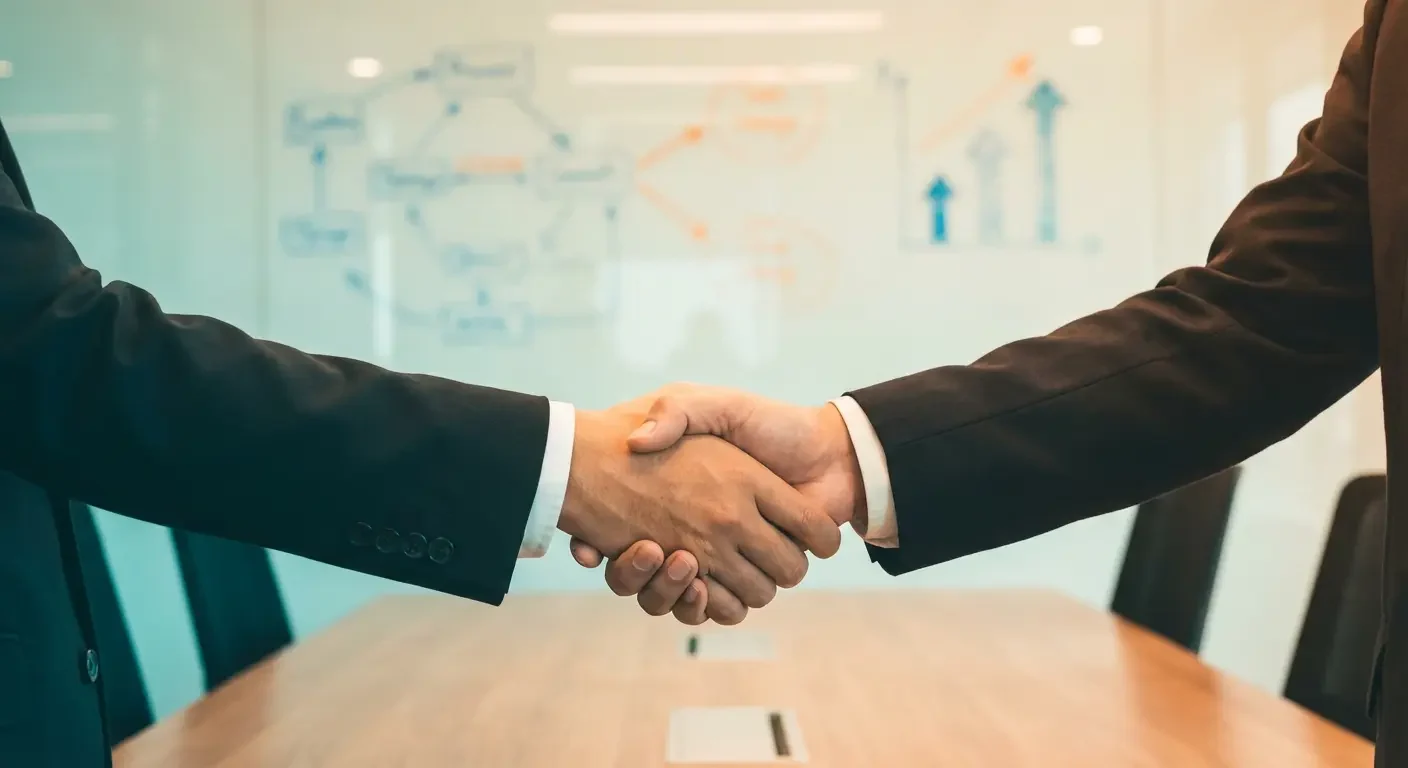Biznesowy uścisk dłoni symbolizujący udaną współpracę i partnerstwo w biznesie