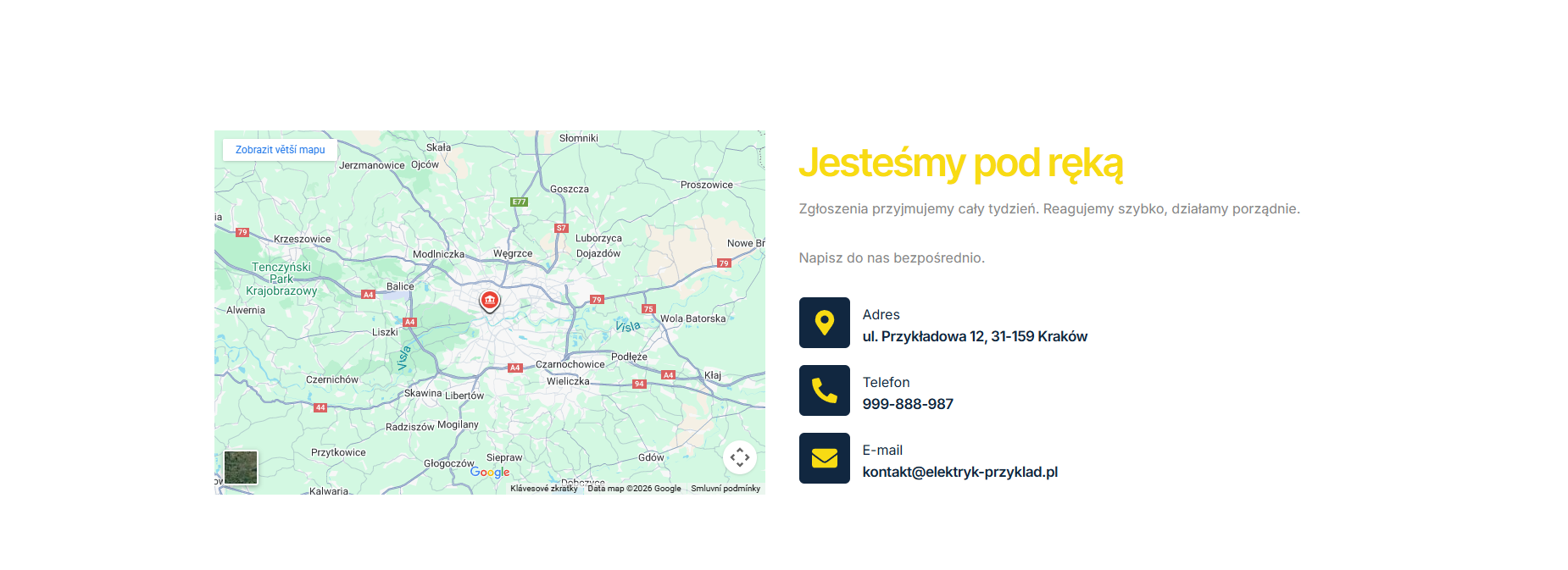 Prosty formularz kontaktowy na stronie internetowej ułatwiający szybkie zgłoszenie awarii