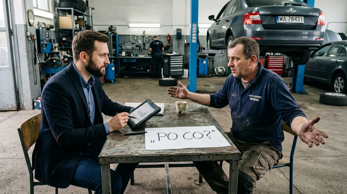 Rozmowa o strategii strony internetowej w polskiej firmie.