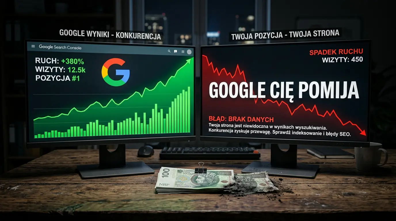 Wykresy spadkowe Google – brak aktualizacji strony internetowej powoduje utratę pozycji na rzecz konkurencji