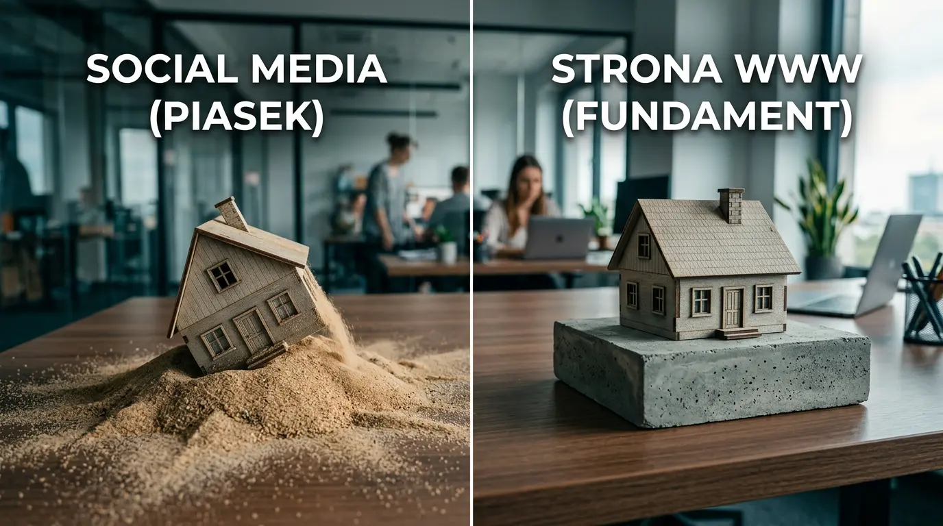 porównanie social media a strona - dom na piasku vs dom na skale